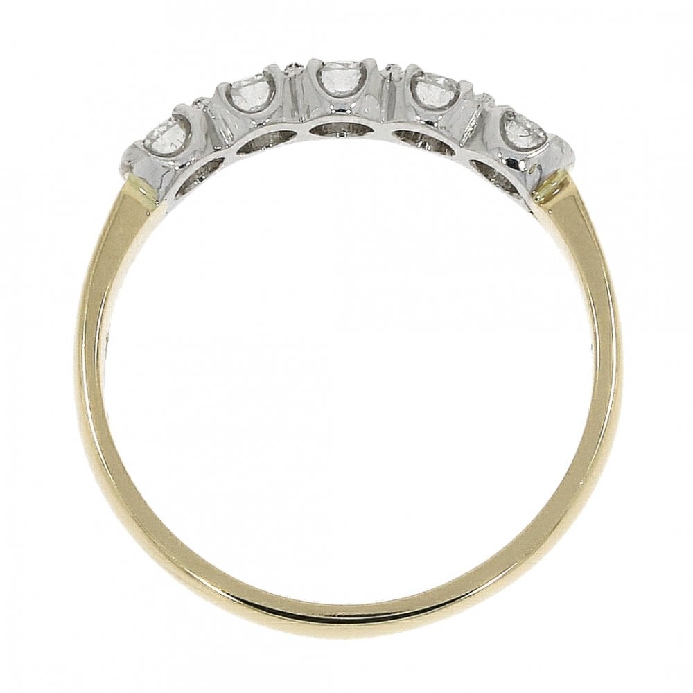 18ct Gold Ladies Five Stone Diamond Half Eternity Ring