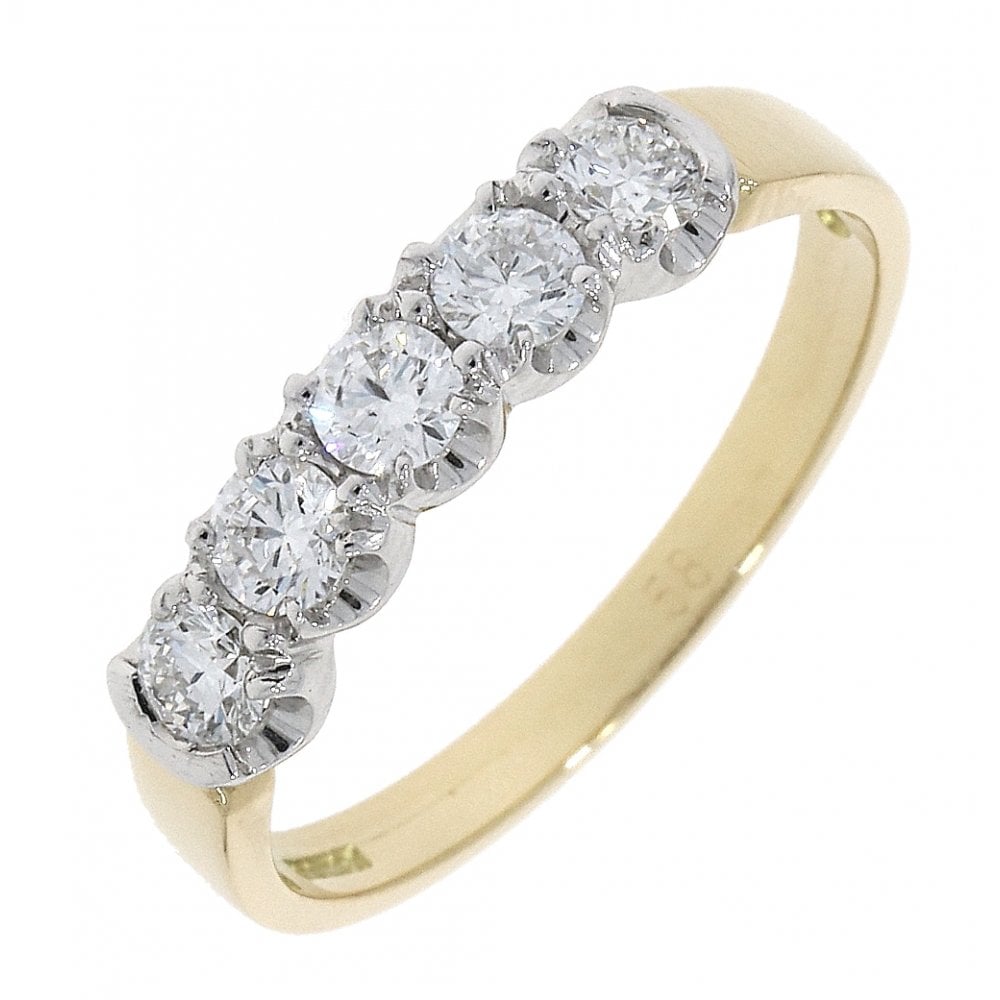 18ct Gold Ladies Five Stone Diamond Half Eternity Ring