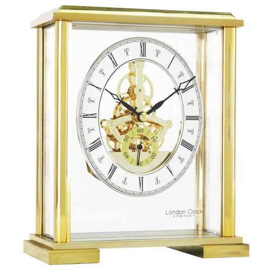 Gold Tone Quartz Battery Skeleton Mantel Clock 02085