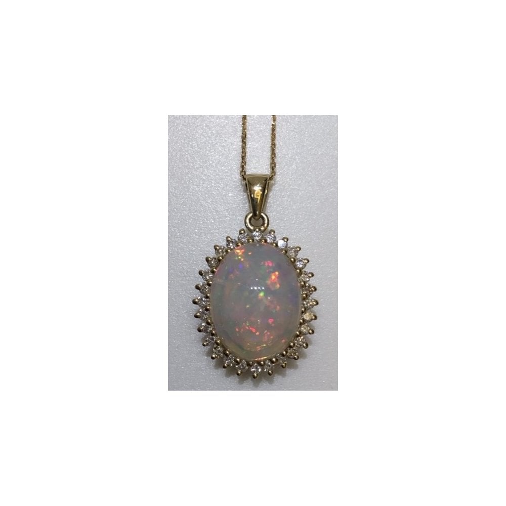 9ct Gold Opal and Diamond Pendant