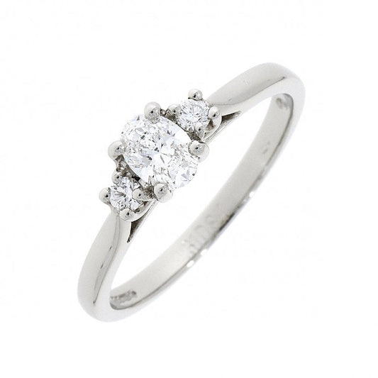 Platinum  Ladies Three Stone Diamond Engagement Ring