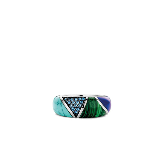Ti Sento Milano Silver Turquoise, Malachite & Lapis Ring 12226TQ