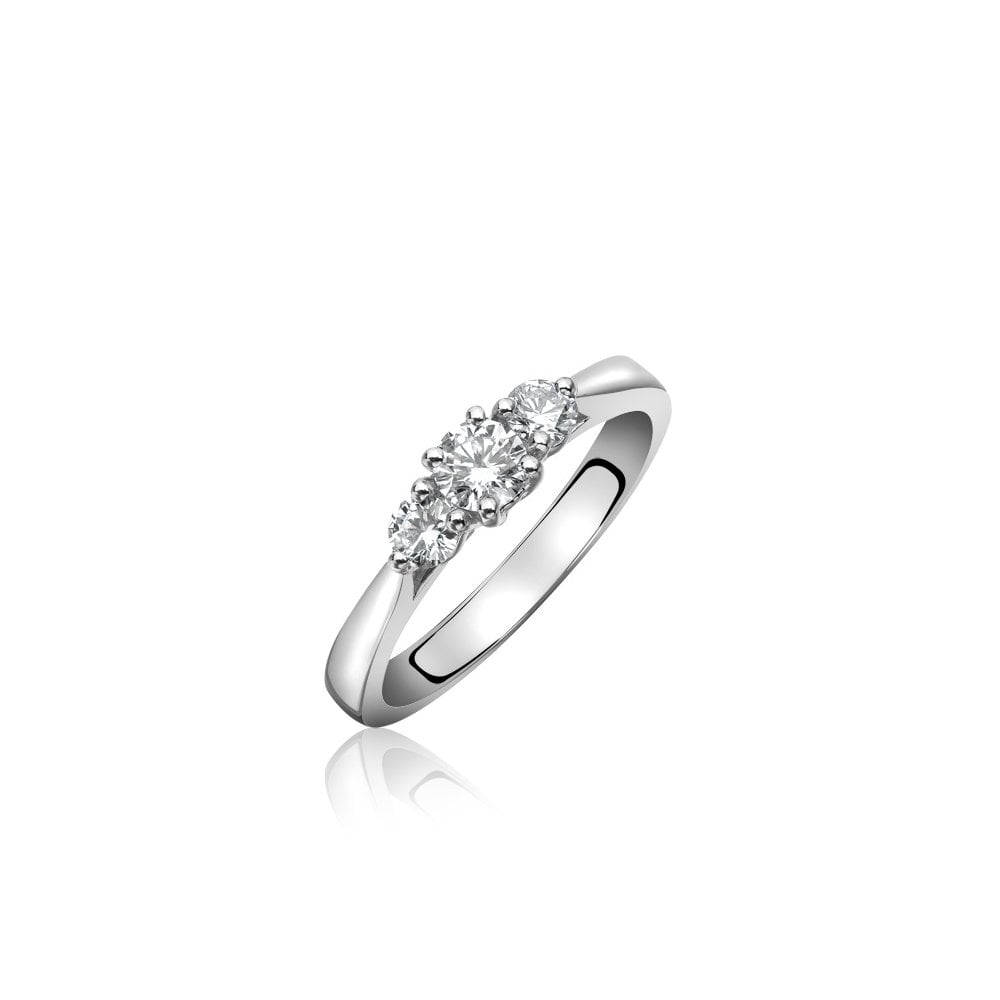 Platinum Trilogy Three Stone Diamond Engagement Ring 0.35ct