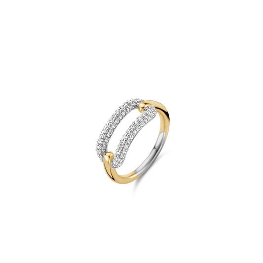 Ti Sento Milano Sterling Silver Gold Finished CZ Ring 12228ZY