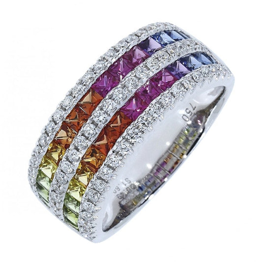 18ct White Gold Diamond and Sapphire Half Eternity Dress Ring