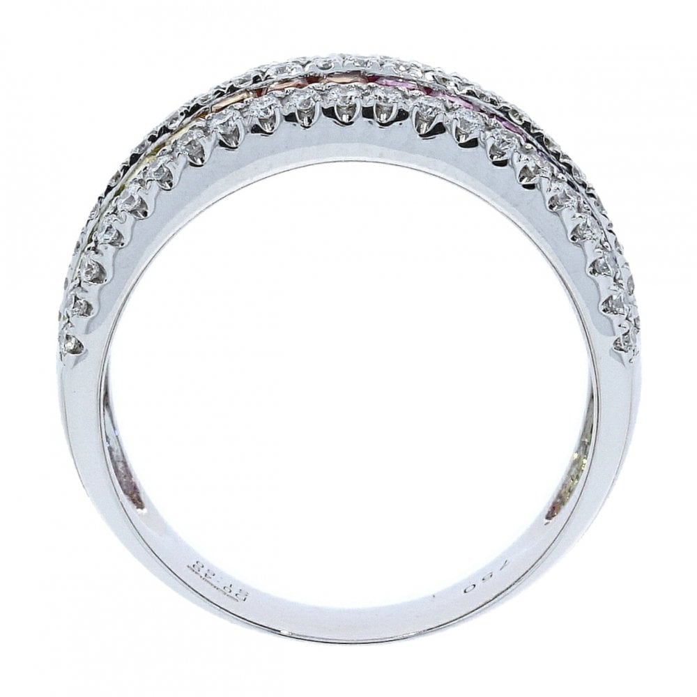 18ct White Gold Diamond and Sapphire Half Eternity Dress Ring