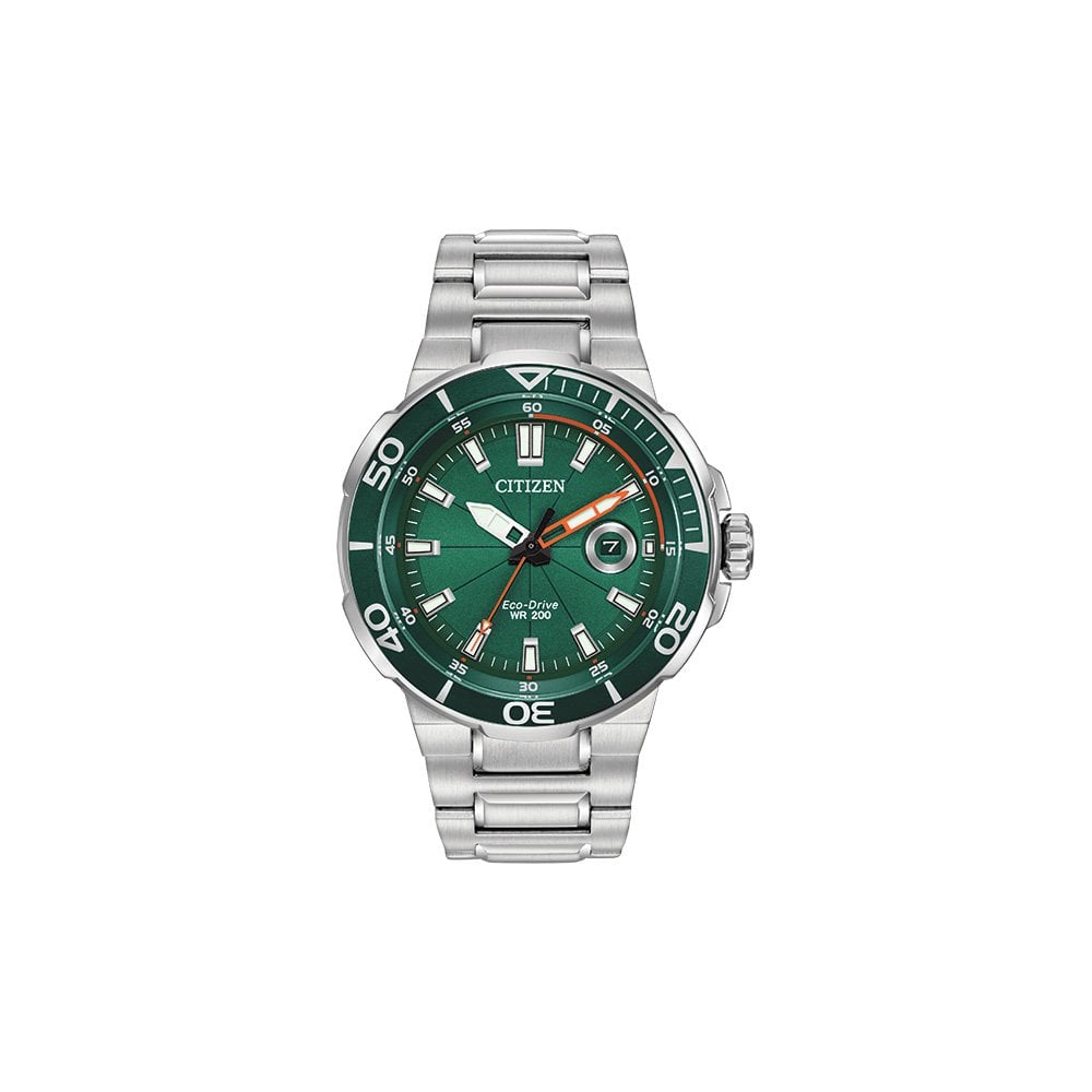 Gents Steel Citizen Eco-Drive Watch 200m AW1428-53X
