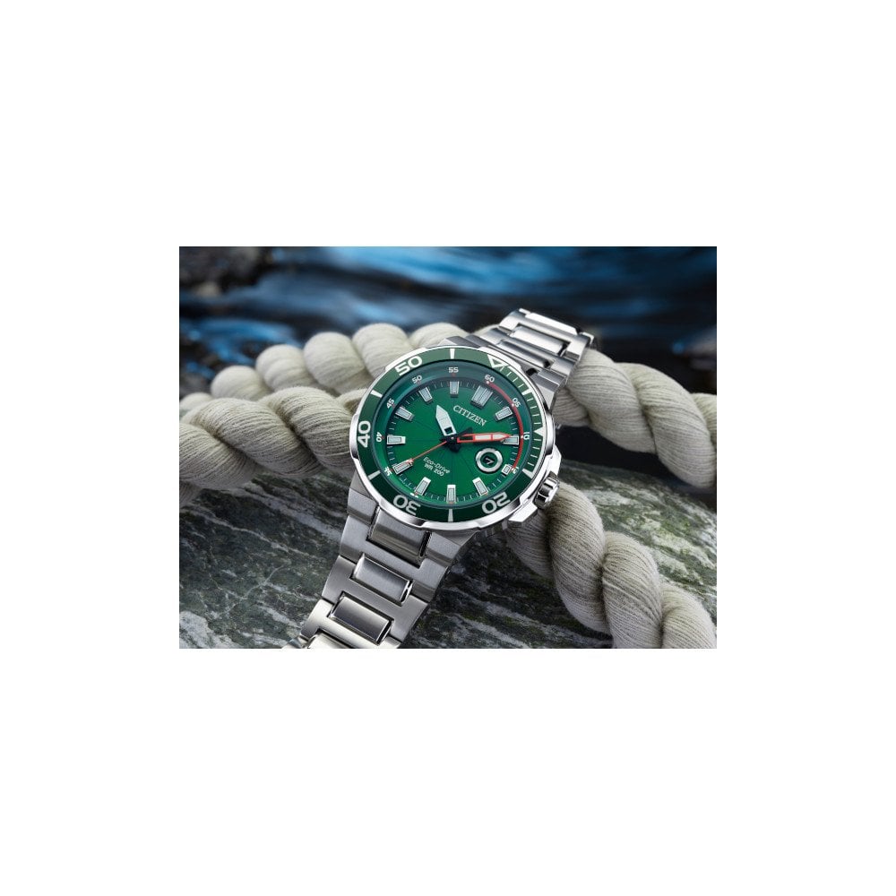 Gents Steel Citizen Eco-Drive Watch 200m AW1428-53X