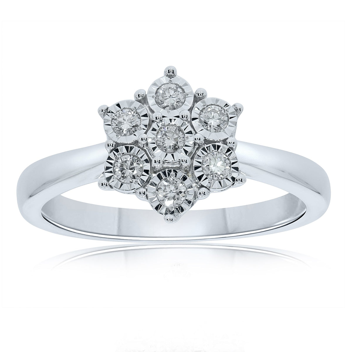 9ct White Gold Ladies Diamond Cluster Ring