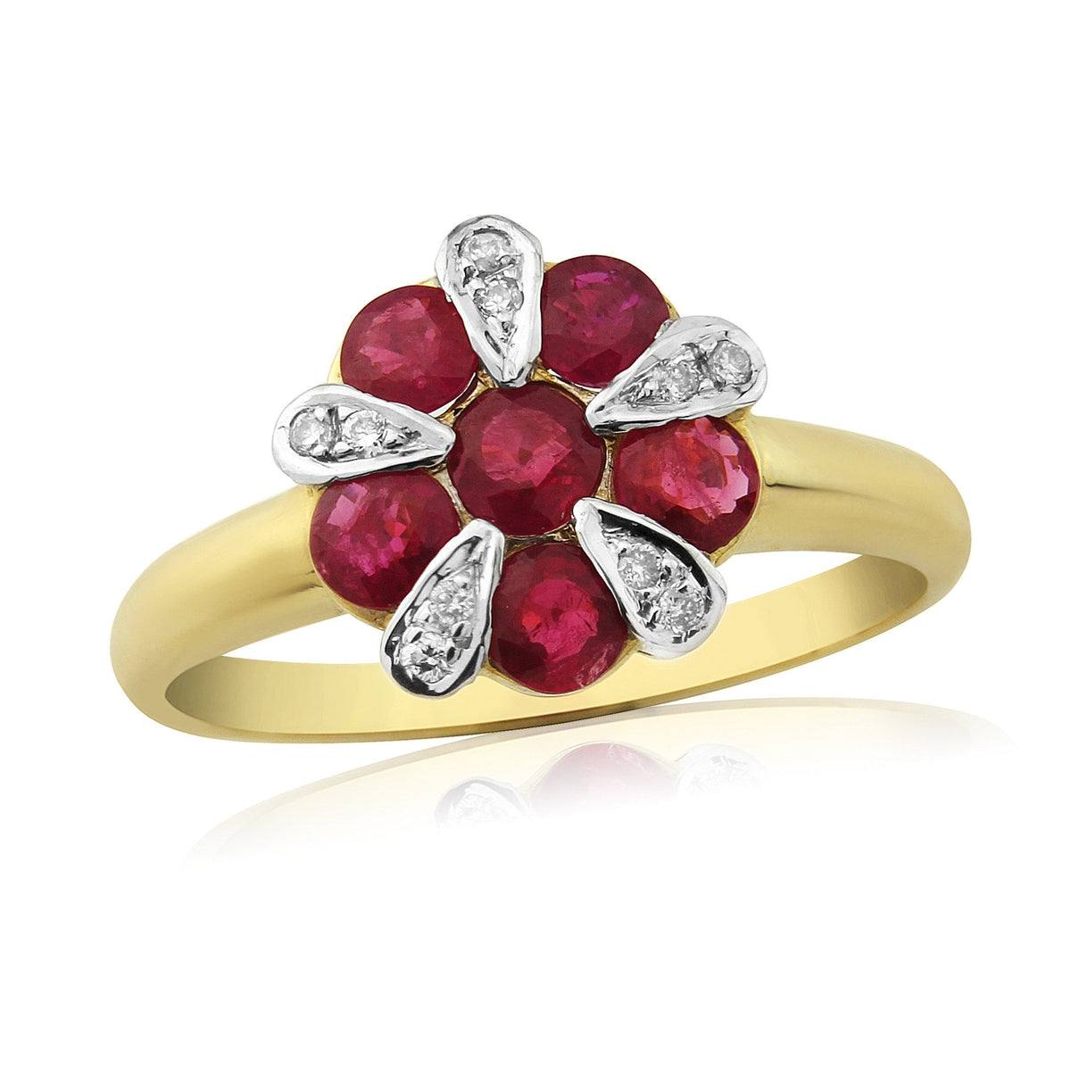 9ct Gold Ladies Ruby and Diamond Cluster Ring