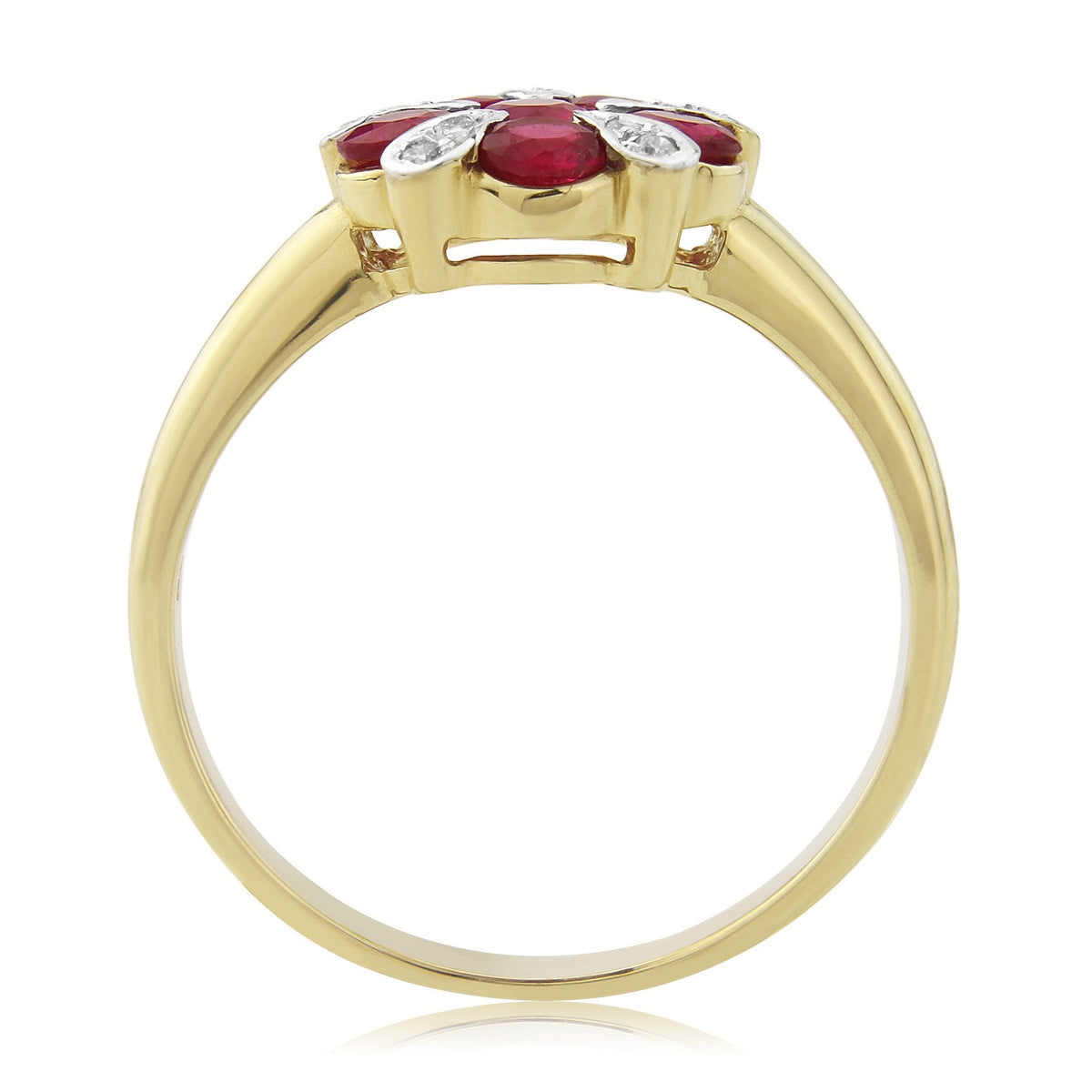 9ct Gold Ladies Ruby and Diamond Cluster Ring