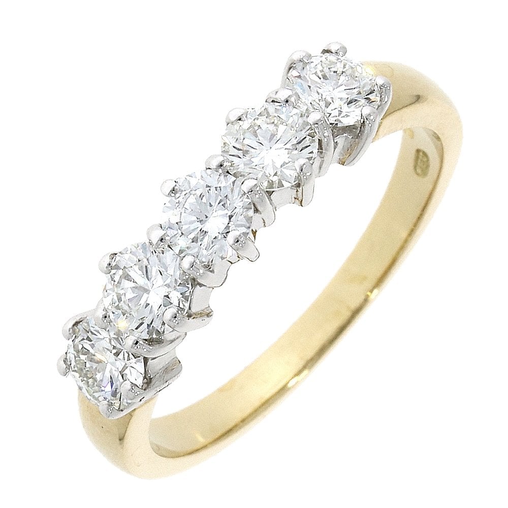 18ct Gold Ladies  Claw Set Diamond 1.0ct Half Eternity Ring