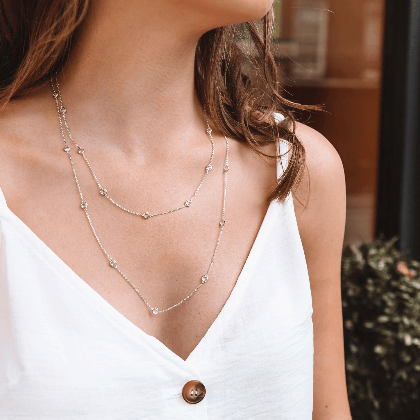 Sterling Silver Ladies Tender White Intermittent Necklace DN130