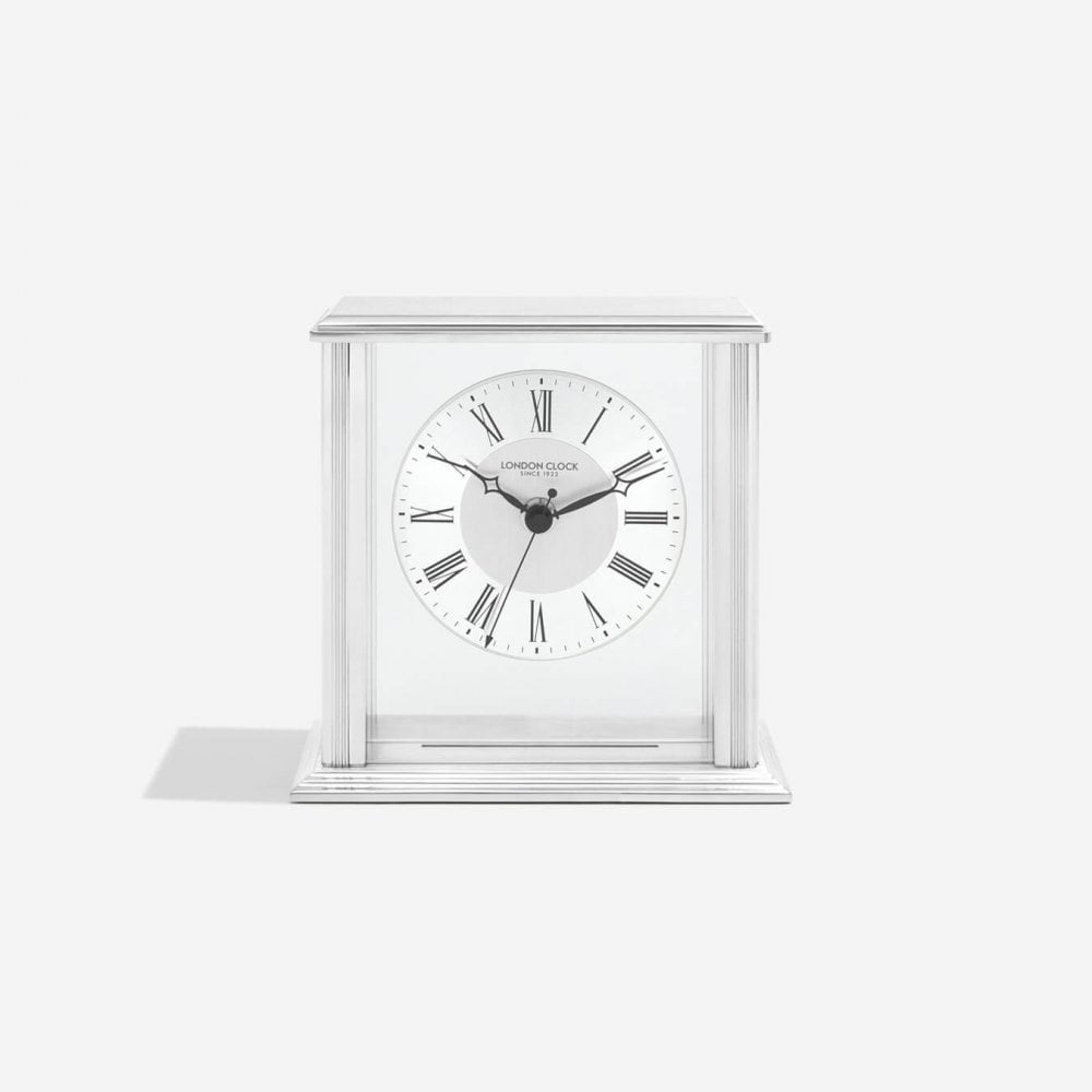 Silver Finish Battery Mantle Clock 06399