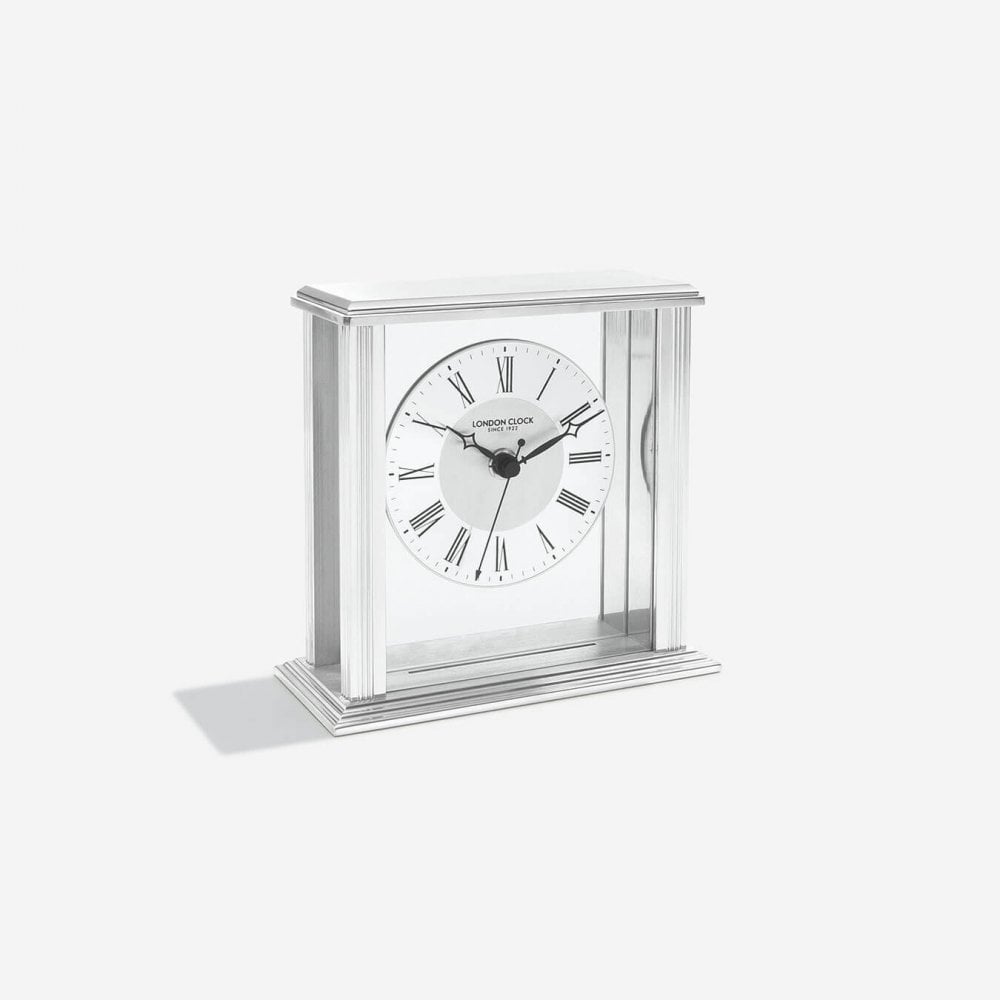Silver Finish Battery Mantle Clock 06399