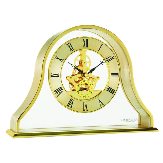 Gold Finish Quartz Battery Skeleton Napoleon Mantle Clock 02087