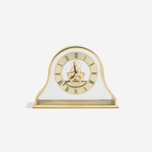 Gold Finish Quartz Battery Skeleton Napoleon Mantle Clock 02087