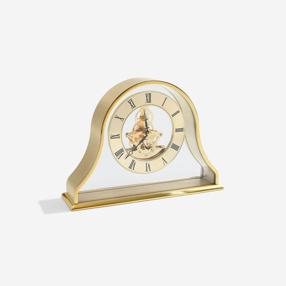 Gold Finish Quartz Battery Skeleton Napoleon Mantle Clock 02087