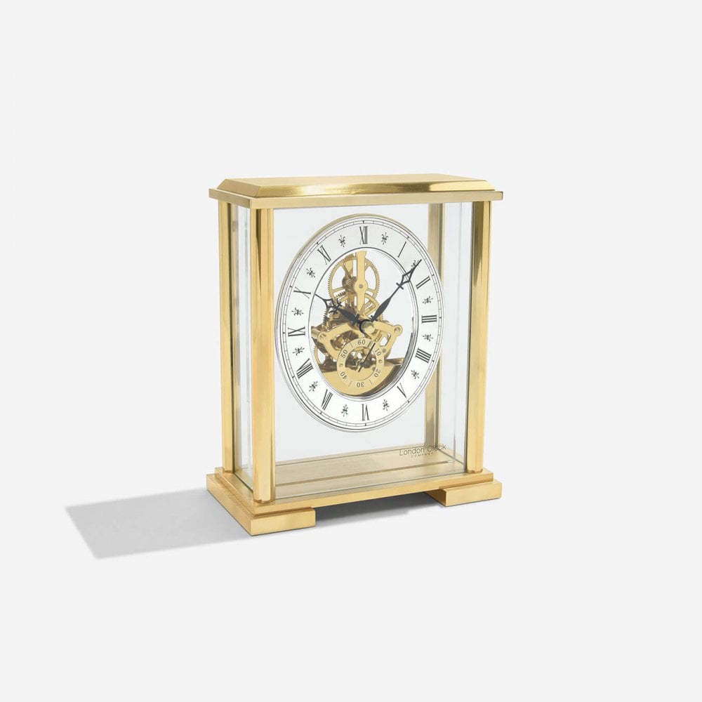 Gold Tone Quartz Battery Skeleton Mantel Clock 02085