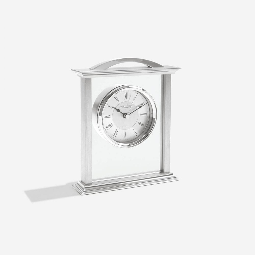 Silver Finish Quartz Battery Mantel Clock 17152