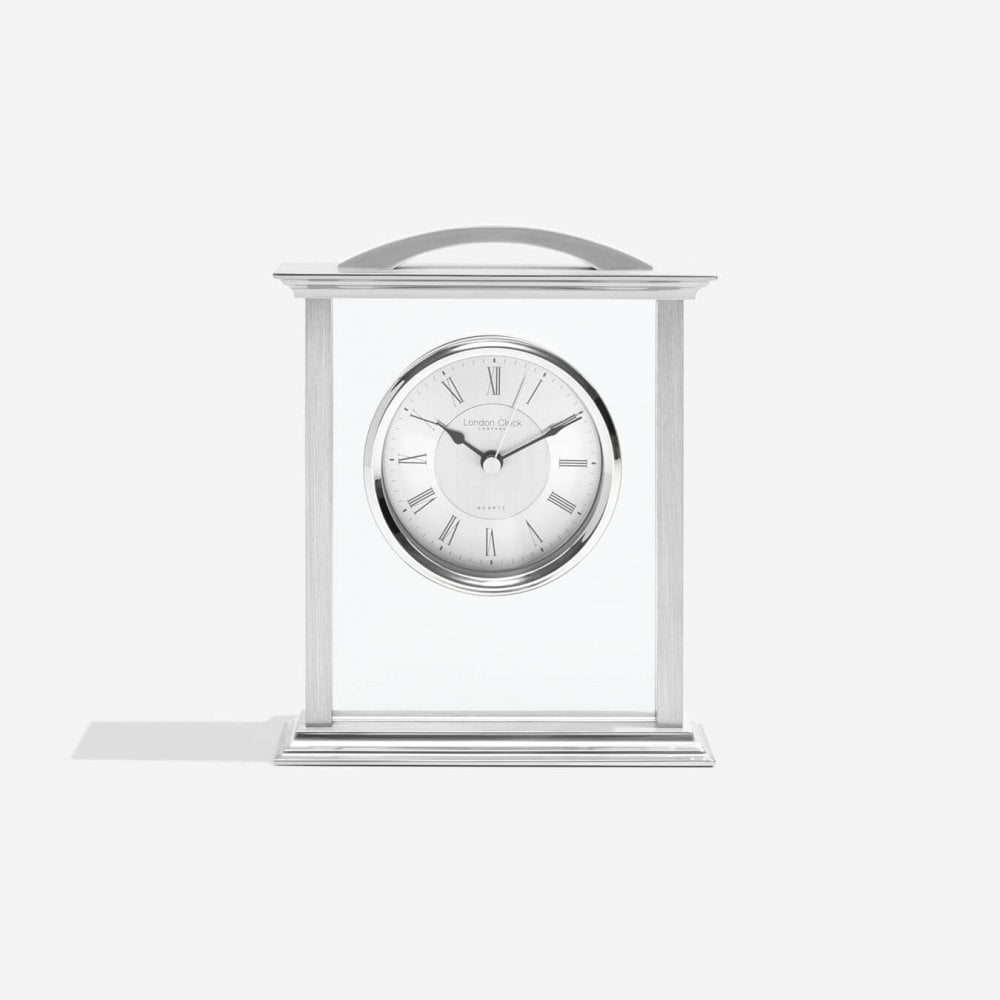 Silver Finish Quartz Battery Mantel Clock 17152