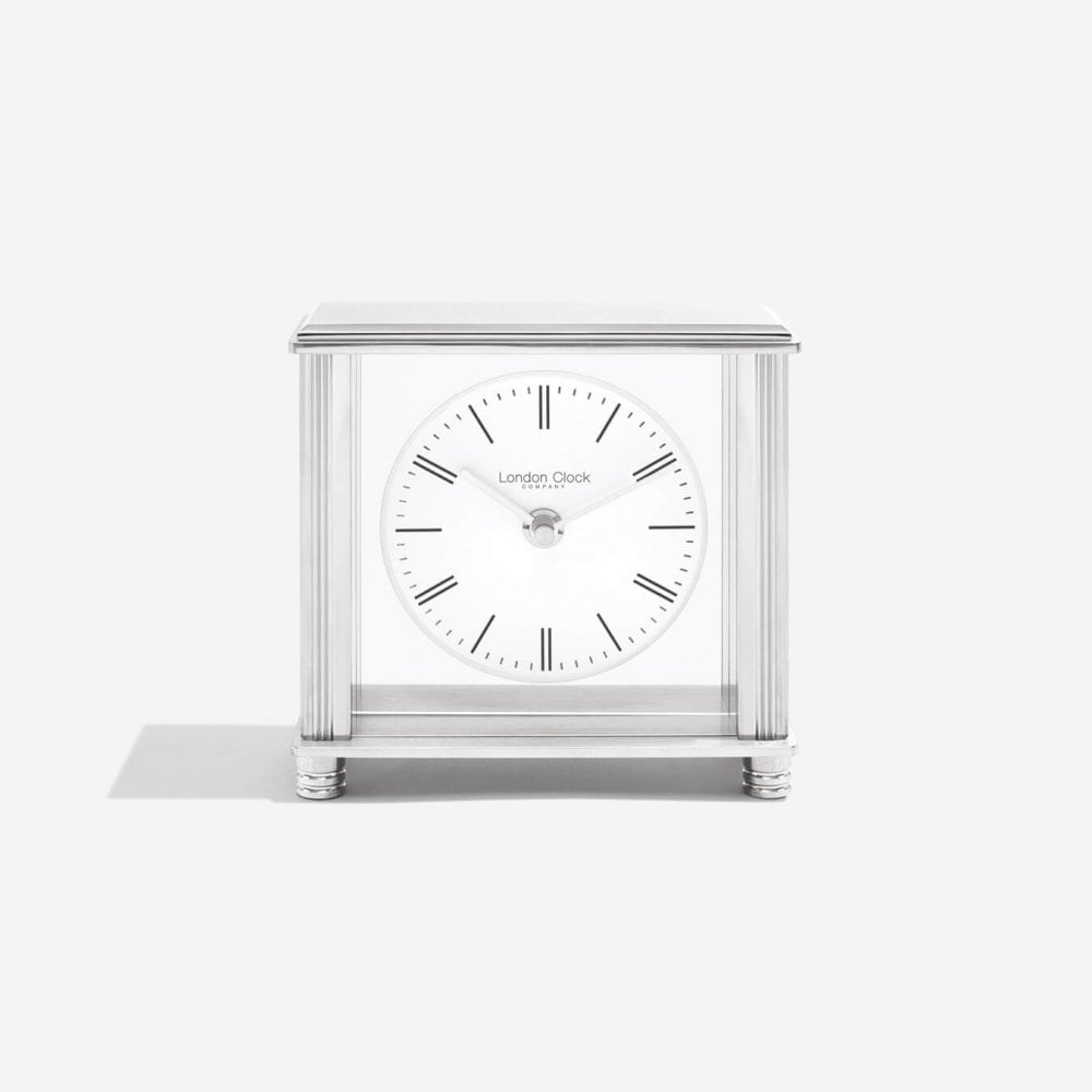 Silver Finish Quartz Battery Mantel Carriage Clock 03216