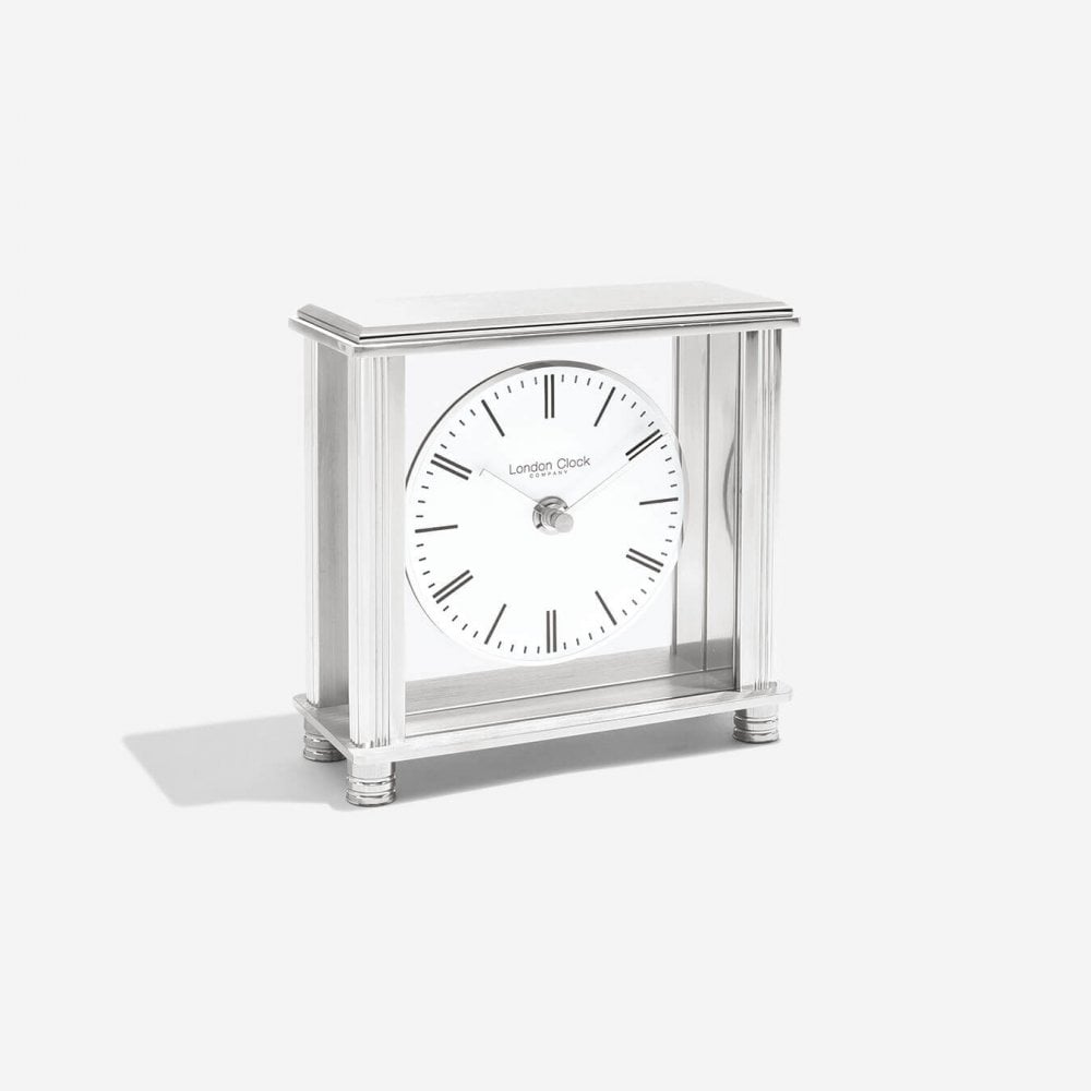 Silver Finish Quartz Battery Mantel Carriage Clock 03216
