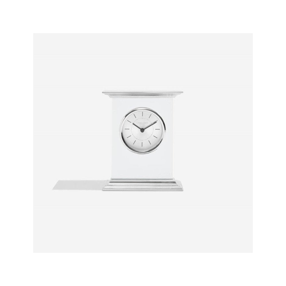 Silver Finish Quartz Battery Glass Mantel Clock 03214