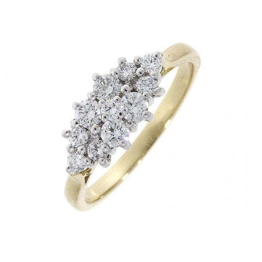 18ct Gold Ladies Diamond Cluster Engagement Ring 0.47 Carat