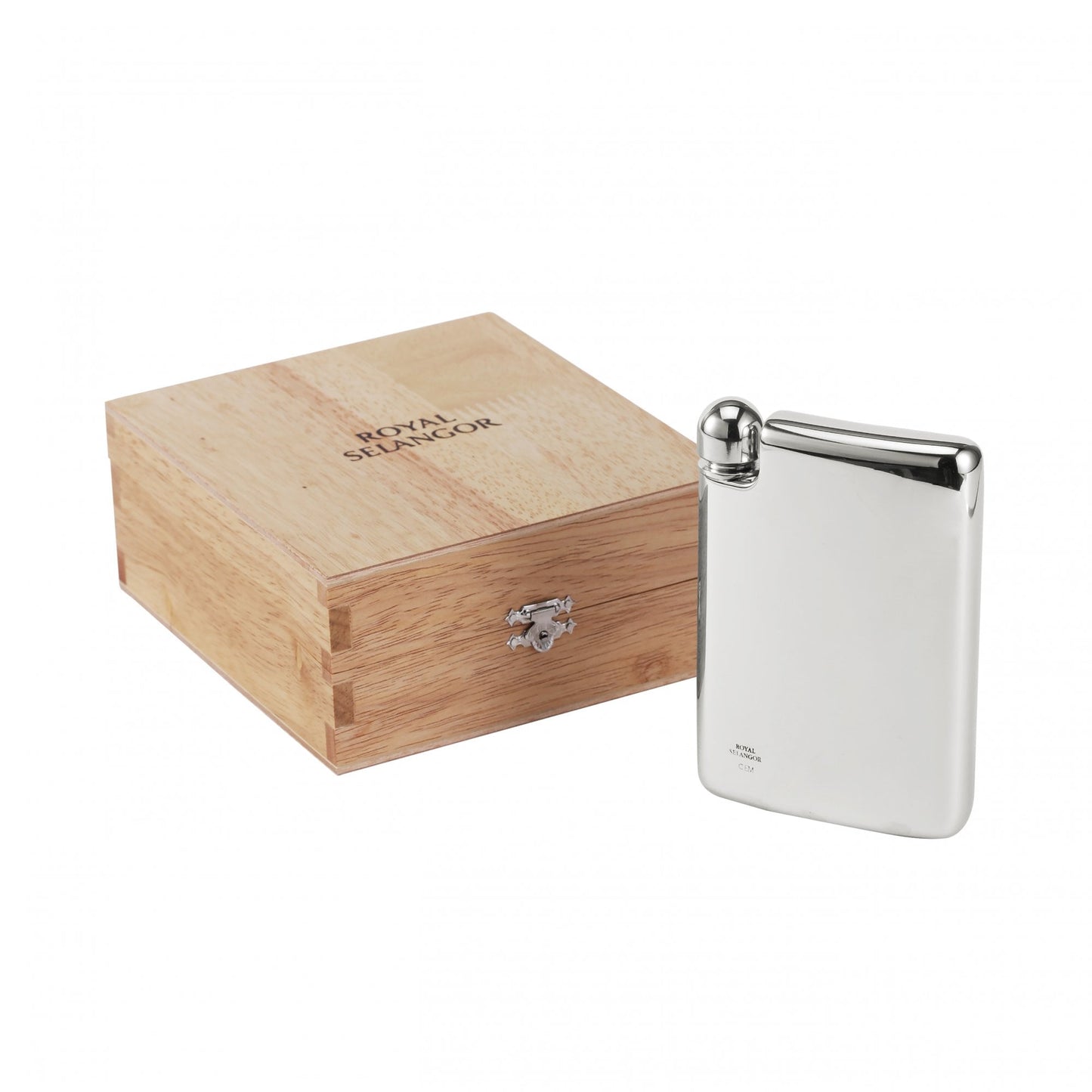 Pewter Hip Flask 16cl in Presentation Wooden Box 0E0876