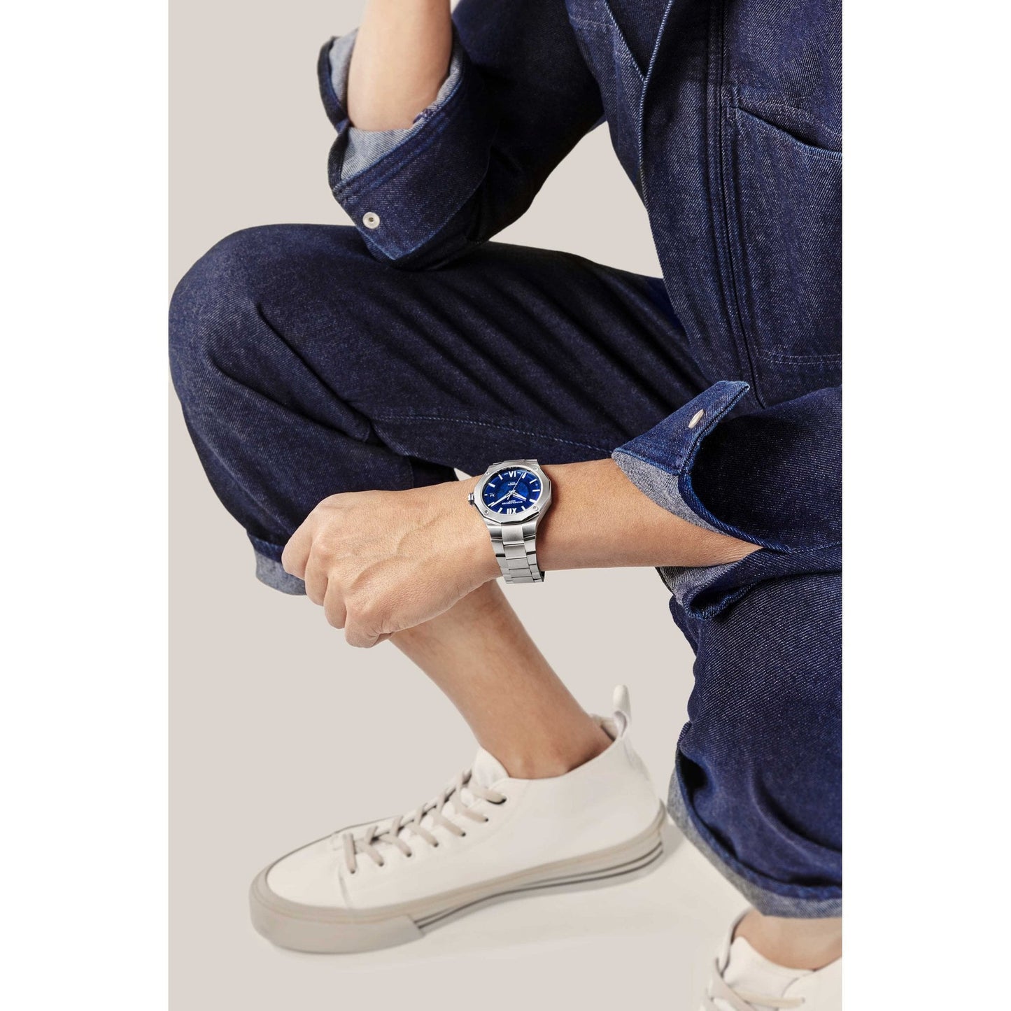 Mens Steel Automatic Dress Watch on Bracelet, Date Riviera 10616