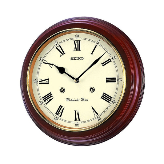 Dark Wood Westminster Chime Battery Wall Clock QXH202B