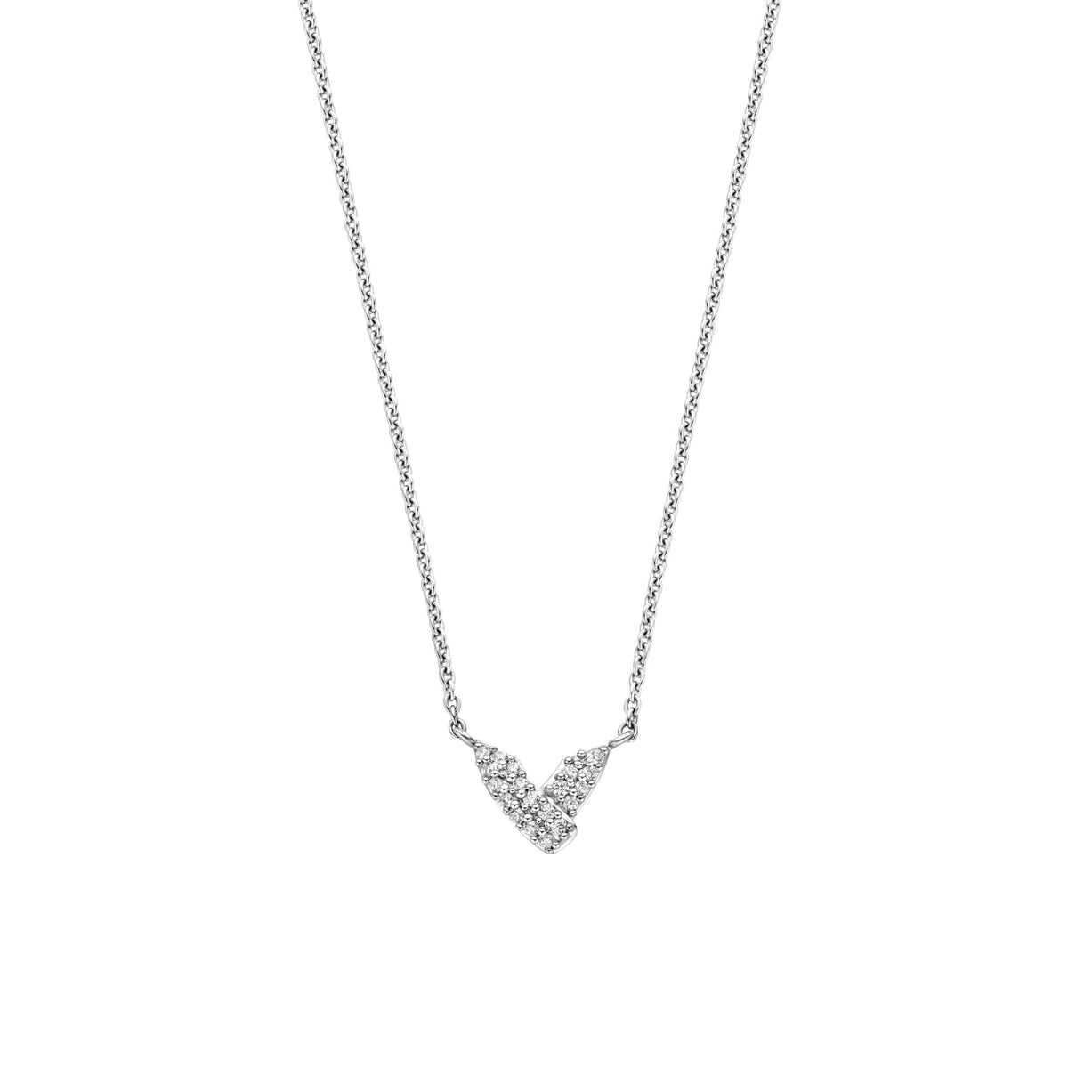 Sterling Silver Cubic Zirconia Cross Over Necklace 3990ZI