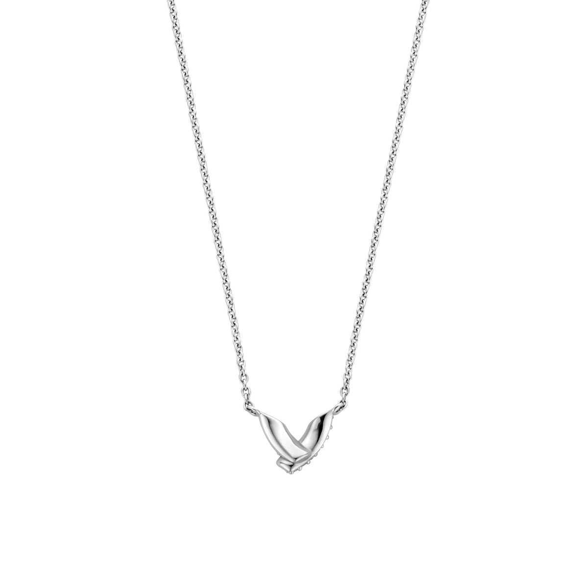 Sterling Silver Cubic Zirconia Cross Over Necklace 3990ZI