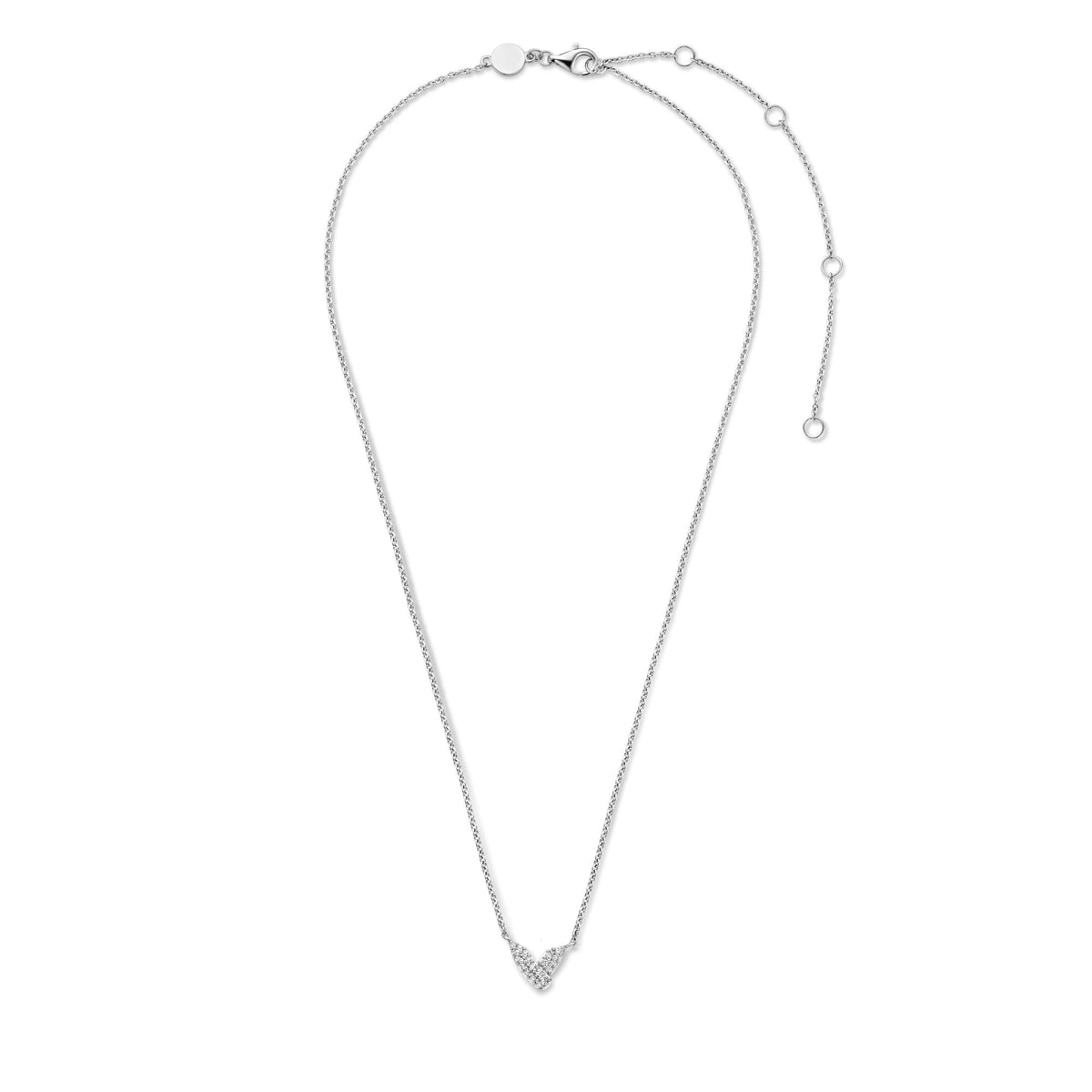 Sterling Silver Cubic Zirconia Cross Over Necklace 3990ZI