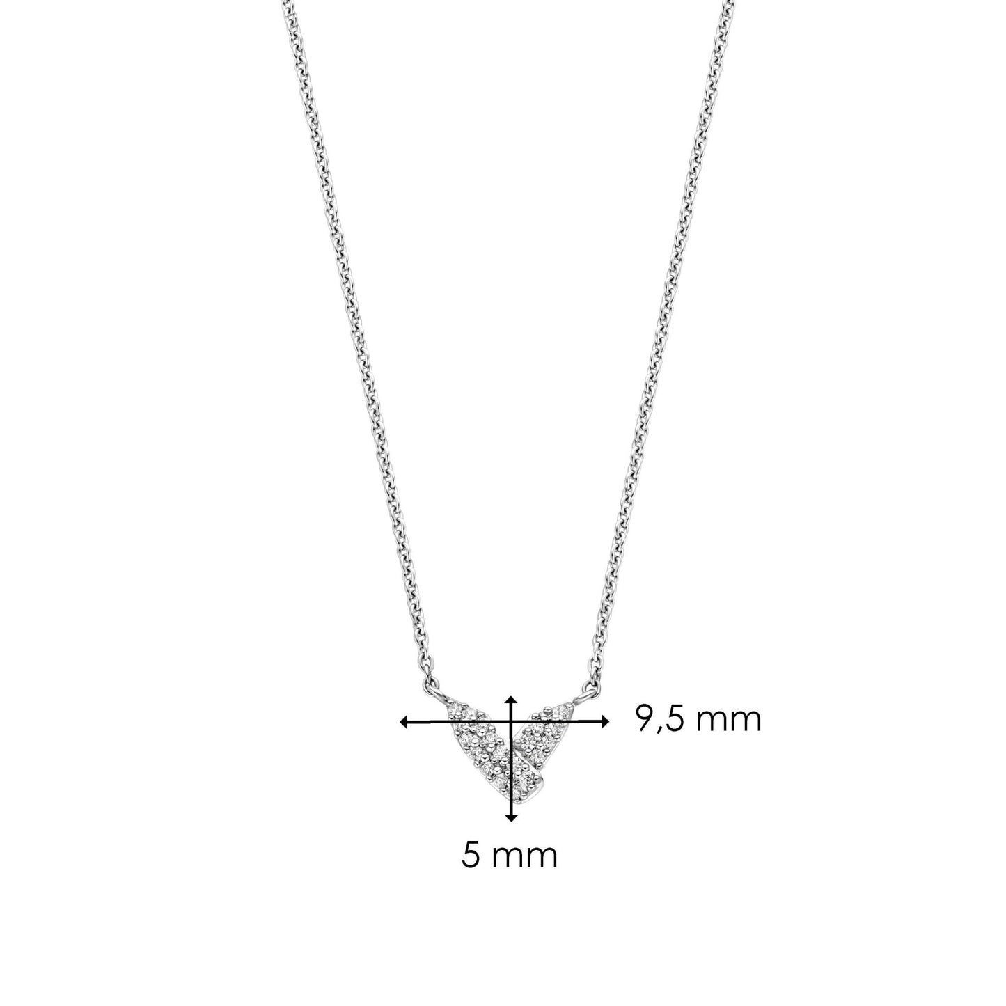 Sterling Silver Cubic Zirconia Cross Over Necklace 3990ZI