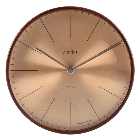 Dark Wooden Round Battery Wall Clock 22cm Strathblane 25026