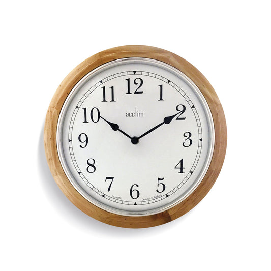 Light Wooden Round Pine Battery Wall Clock Winchester 25051