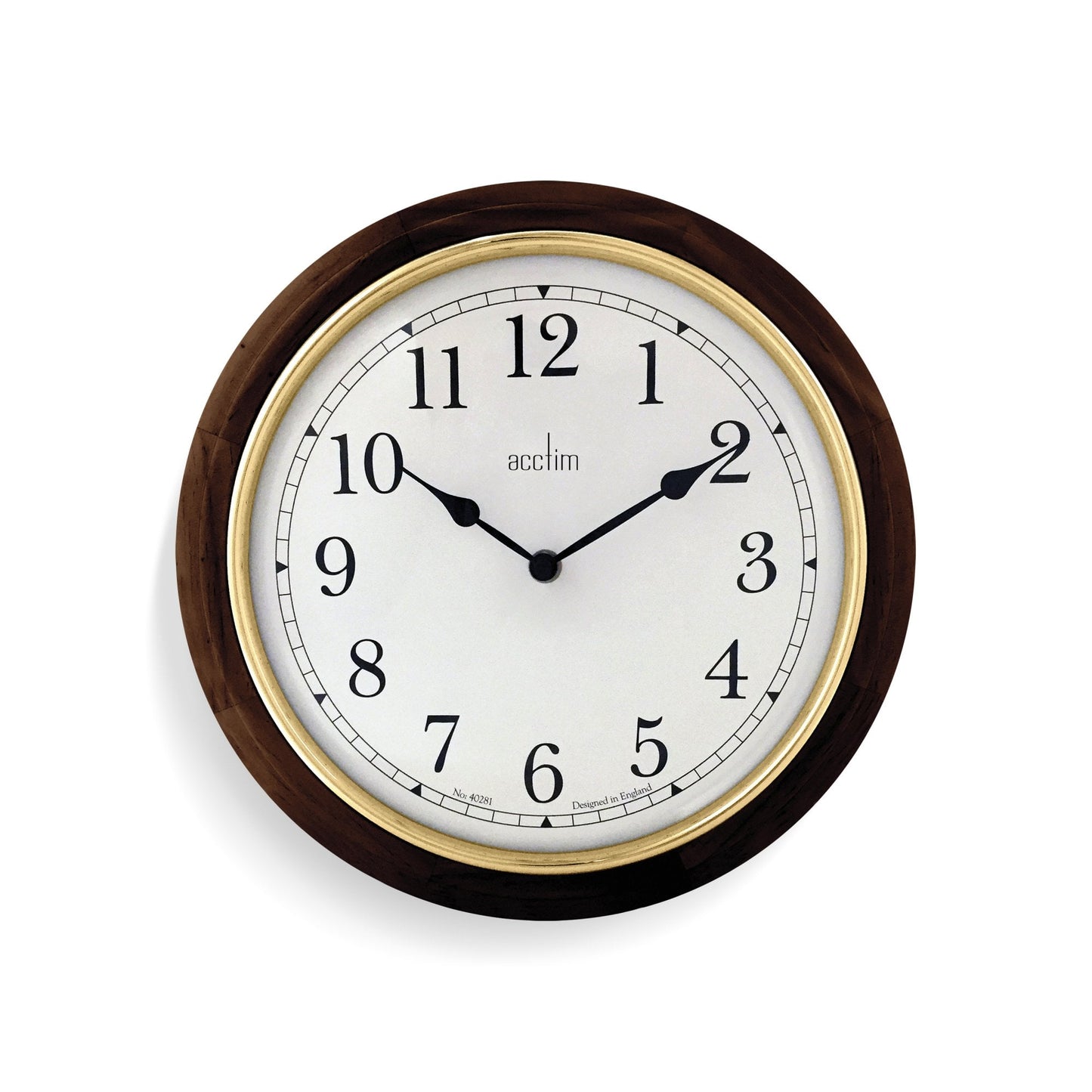 Dark Wooden Round Battery Wall Clock 30cm Winchester 25056