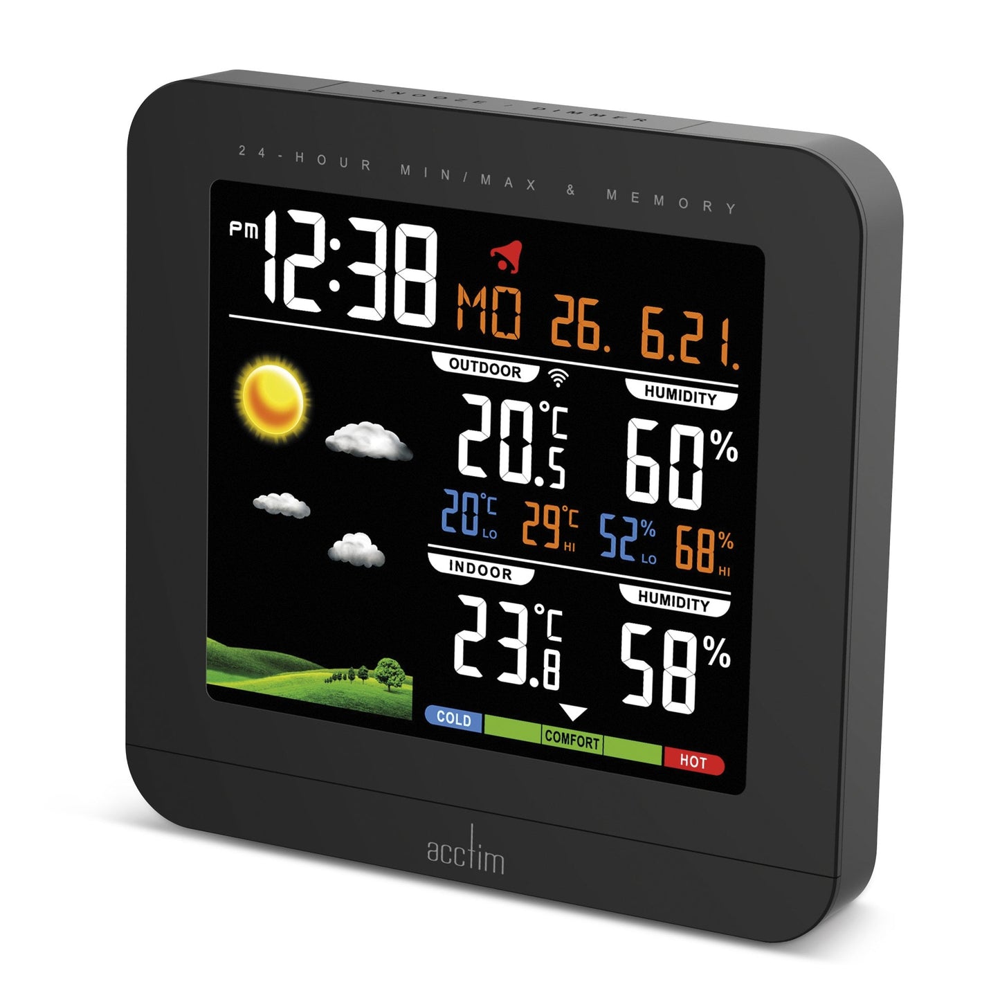 LCD Weather Station Clock - Temperature & Humidity Wyndham 16193
