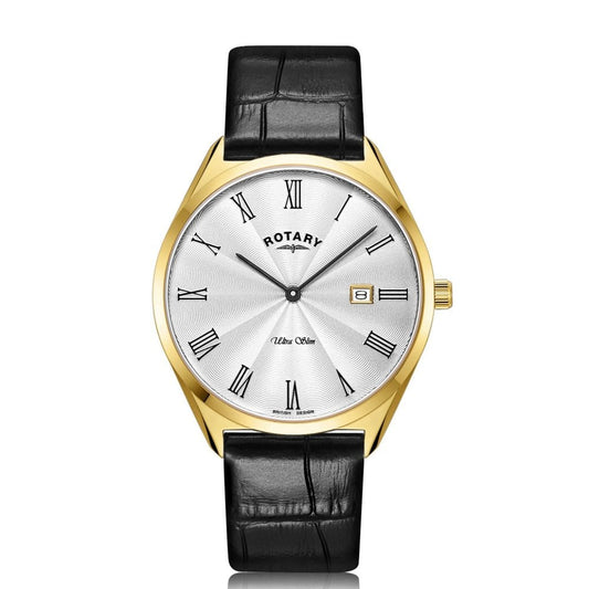 Gents Ultra Slim Gold Tone Watch on Strap with Date GS08013/01