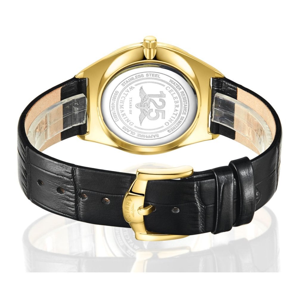 Gents Ultra Slim Gold Tone Watch on Strap with Date GS08013/01