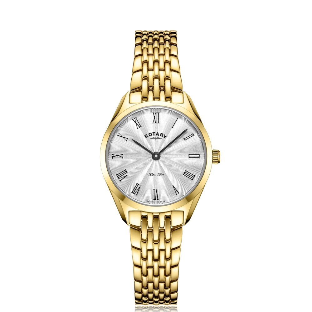 Ladies Gold Tone Rotary Ultra Slim Watch on Bracelet LB08013/01