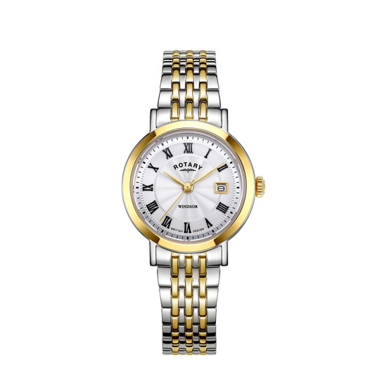 Ladies Two Tone Rotary Windsor Battery Bracelet Watch LB05421/01