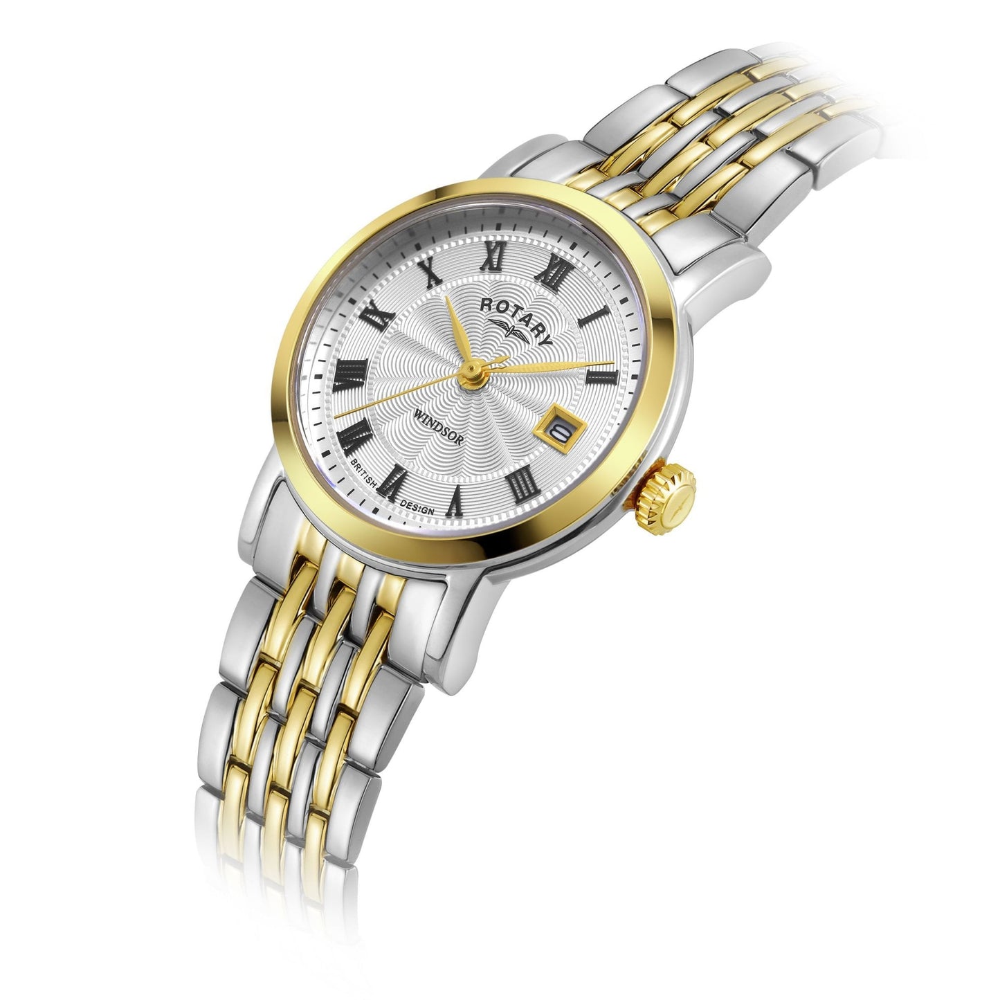 Ladies Two Tone Rotary Windsor Battery Bracelet Watch LB05421/01