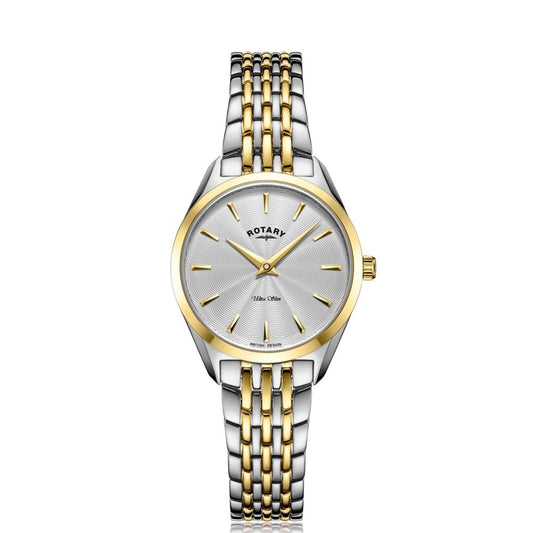 Ladies Ultra Slim Two Tone Battery Watch on Bracelet LB08011/02