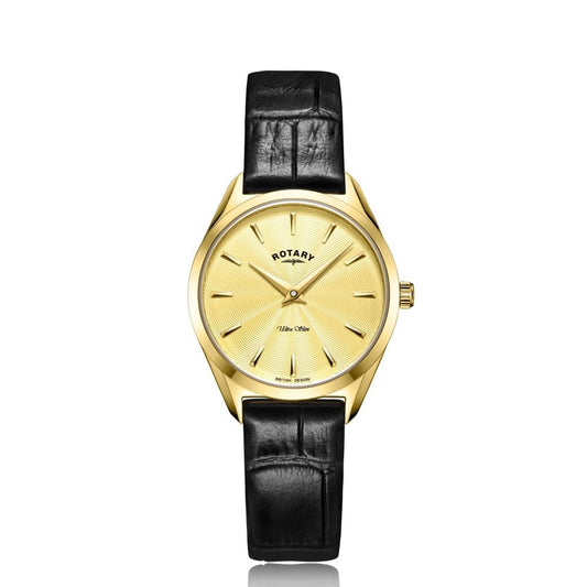 Ladies Gold Tone Ultra Slim Battery Watch on Strap LS08013/03