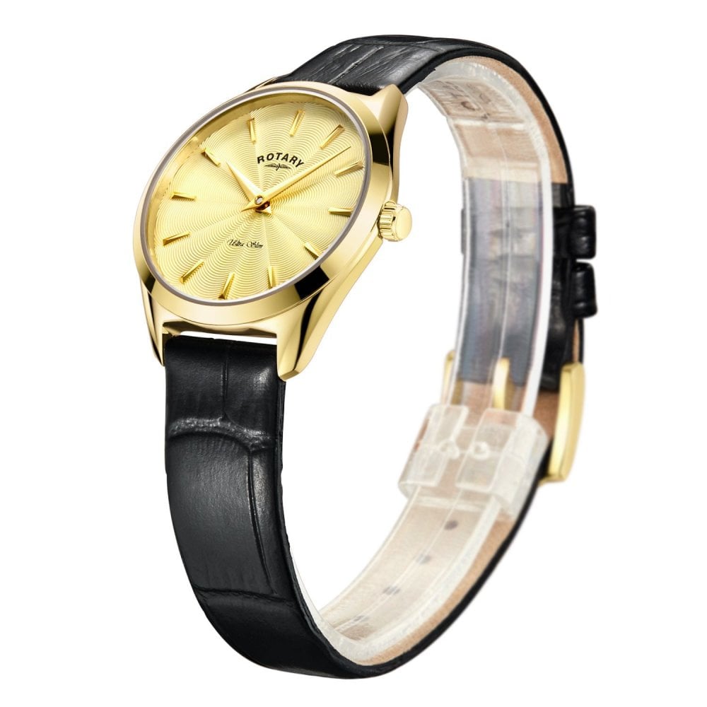 Ladies Gold Tone Ultra Slim Battery Watch on Strap LS08013/03