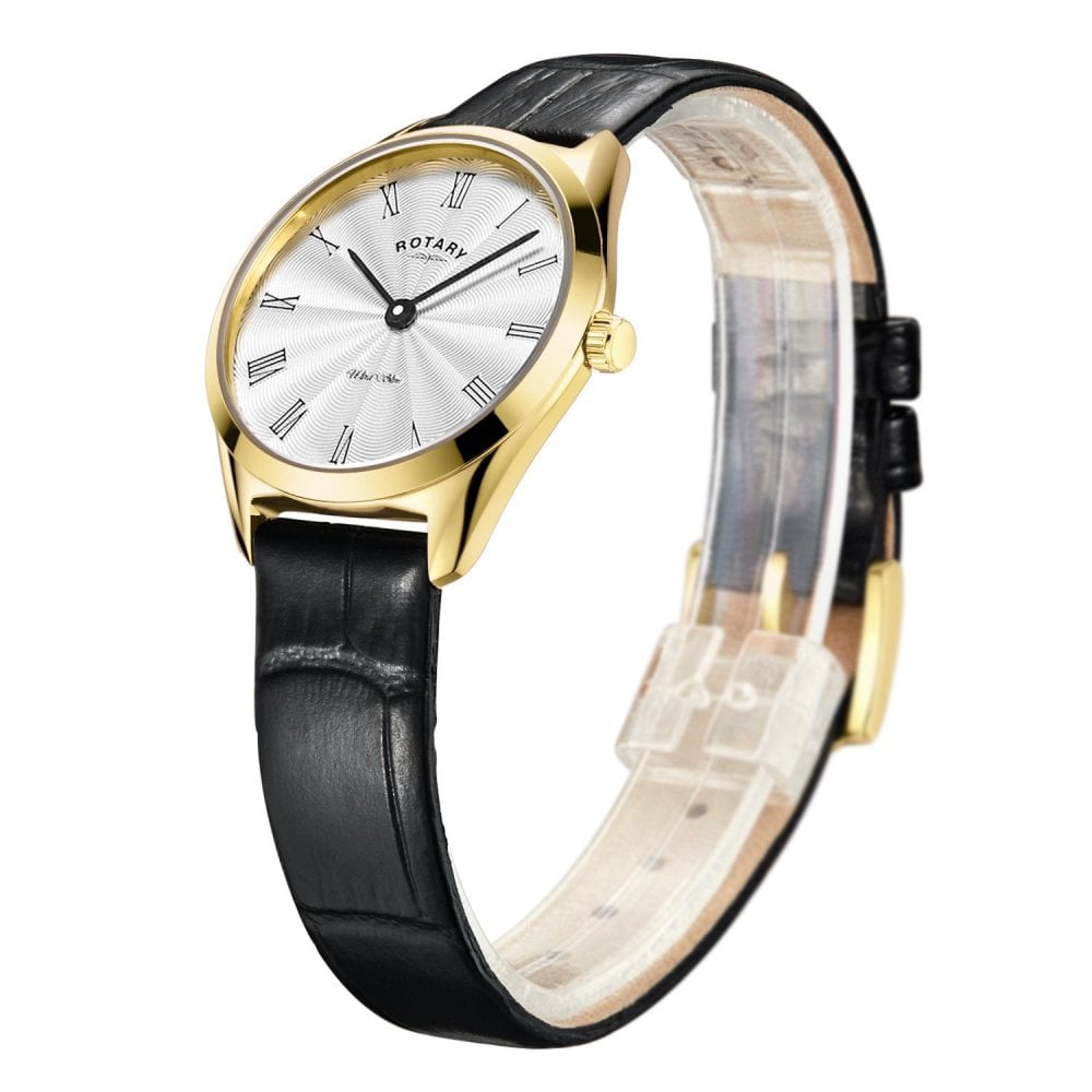 Ladies Gold Tone Ultra Slim Battery Watch on Strap LS08013/01