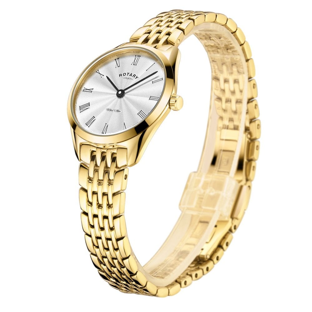Ladies Gold Tone Rotary Ultra Slim Watch on Bracelet LB08013/01